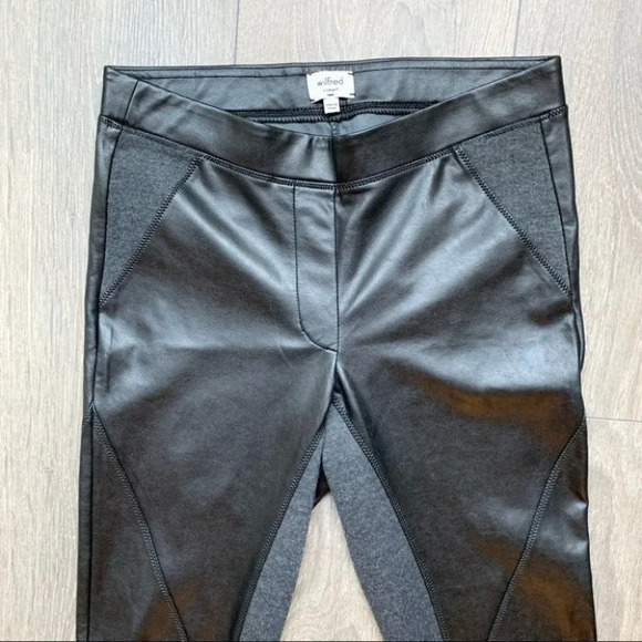 Aritzia Wilfred Rebelle Legging Pant Panelled Faux Leather Skinny Leg Black XS - Picture 8 of 16
